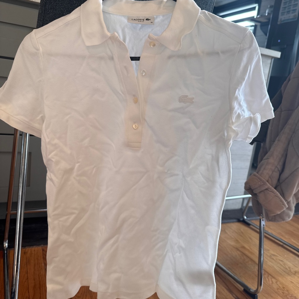 Lacoste Women's Slim Fit White Polo Shirt